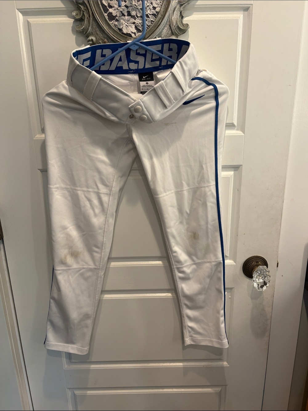 Nike Baseball Pants with blue stripe down side